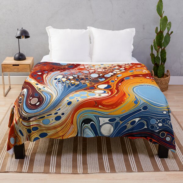 Item preview, Fiery Ocean Fluid Abstract Pattern with Cellular Art designed and sold by GrinGalore.