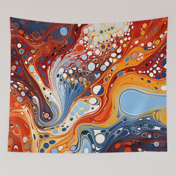 Item preview, Fiery Ocean Fluid Abstract Pattern with Cellular Art designed and sold by GrinGalore.