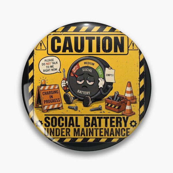 Item preview, Caution: Social Battery Under Maintenance | Funny Introvert Sticker & T-Shirt designed and sold by FuzzDrive.