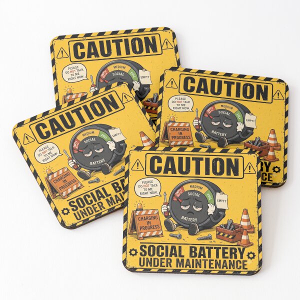 Item preview, Caution: Social Battery Under Maintenance | Funny Introvert Sticker & T-Shirt designed and sold by FuzzDrive.