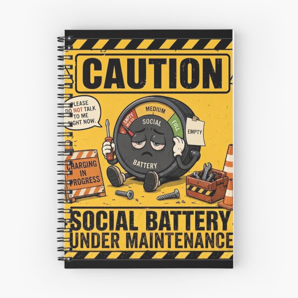 Item preview, Caution: Social Battery Under Maintenance | Funny Introvert Sticker & T-Shirt designed and sold by FuzzDrive.