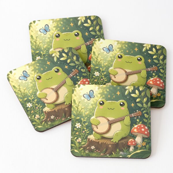 Item preview, Cute Frog Playing Banjo Wall Art | Kawaii Frog Music Illustration | Woodland Animal Art | Cottagecore Nursery Decor | Frog Lover Gift designed and sold by AbstractAuraArt.