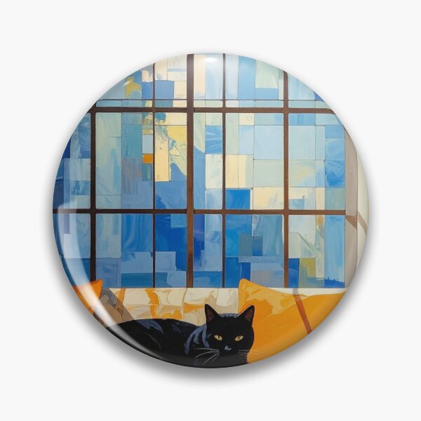 Artikelvorschau, Schwarze Katze auf einem bunten Sofa entworfen und verkauft von Sasas Design.