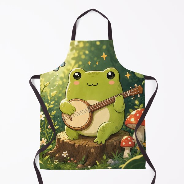 Item preview, Cute Frog Playing Banjo Wall Art | Kawaii Frog Music Illustration | Woodland Animal Art | Cottagecore Nursery Decor | Frog Lover Gift designed and sold by AbstractAuraArt.