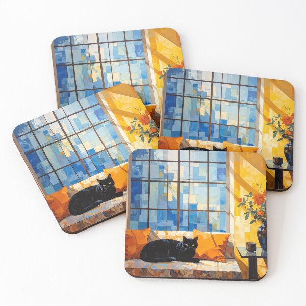 Item preview, Black Cat on a Colorful Couch designed and sold by Sasas Design.