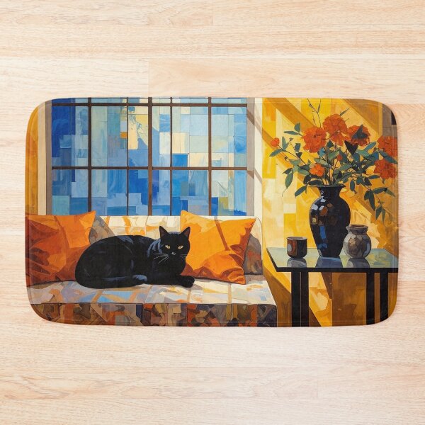 Item preview, Black Cat on a Colorful Couch designed and sold by Sasas Design.