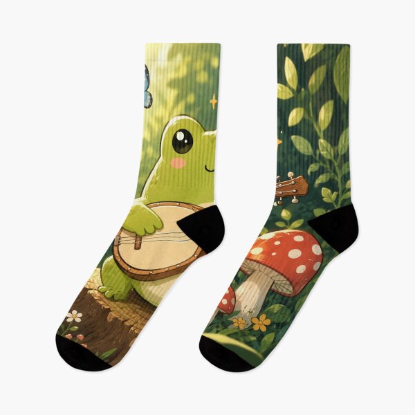 Item preview, Cute Frog Playing Banjo Wall Art | Kawaii Frog Music Illustration | Woodland Animal Art | Cottagecore Nursery Decor | Frog Lover Gift designed and sold by AbstractAuraArt.