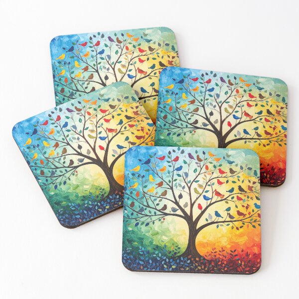 Item preview, Colorful Birds in a Vibrant Tree designed and sold by Sasas Design.