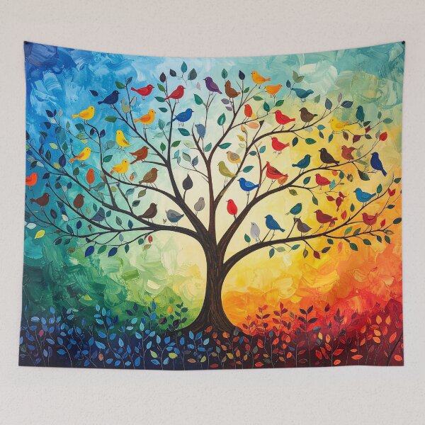 Item preview, Colorful Birds in a Vibrant Tree designed and sold by Sasas Design.