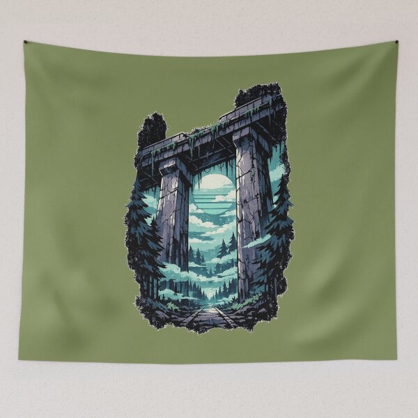 Item preview, Neon Retro Anime Abandoned Highway Overpass designed and sold by KungPowUnicorn.