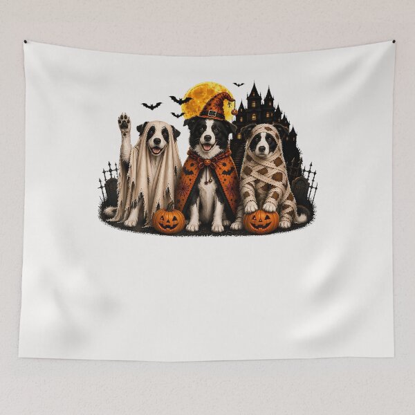 Item preview, Cute Halloween Border Collie Dog Ghost Witch Mummy Vintage designed and sold by Apparel-Vortex.