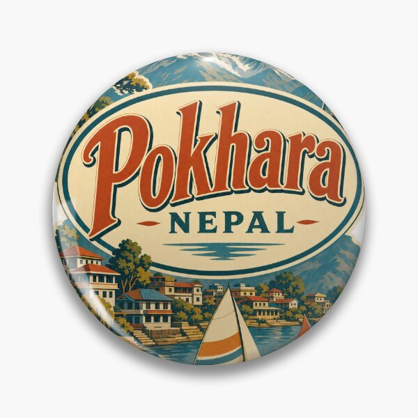 Item preview, Pokhara Retro Travel Emblem - Nepal Vintage Souvenir designed and sold by VisualArtsOasis.