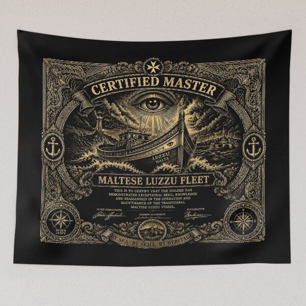 Item preview, Certified Master Maltese Luzzu Fleet Maritime License Poster designed and sold by RoyalOrderGallery.