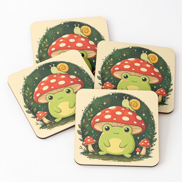 Item preview, Cute Frog Under Mushroom Wall Art | Kawaii Frog & Snail Illustration | Cottagecore Woodland Decor | Whimsical Forest Animal Print | Nursery Gift designed and sold by AbstractAuraArt.