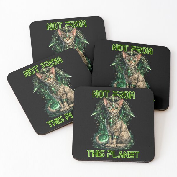 Item preview, Not From This Planet Alien Cat – Futuristic Sci-Fi Space Kitty Neon Green T-Shirt Design designed and sold by AvalonTshirts.