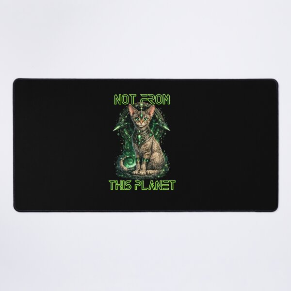 Item preview, Not From This Planet Alien Cat – Futuristic Sci-Fi Space Kitty Neon Green T-Shirt Design designed and sold by AvalonTshirts.