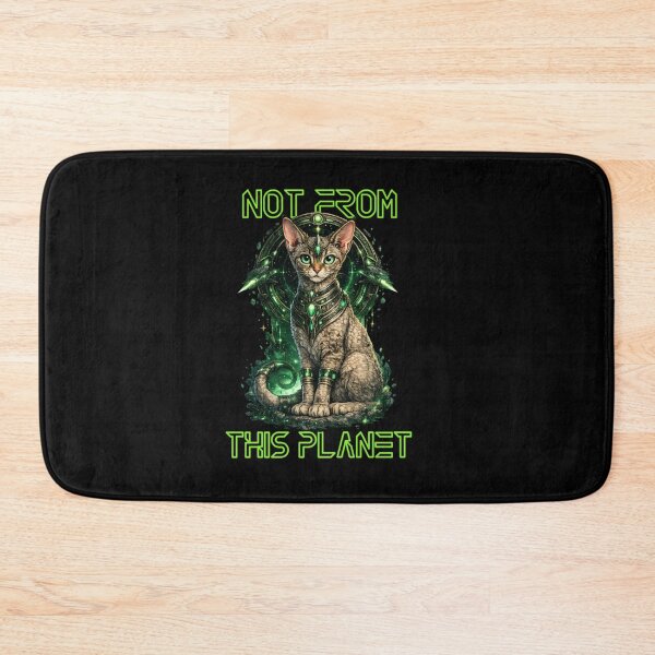 Item preview, Not From This Planet Alien Cat – Futuristic Sci-Fi Space Kitty Neon Green T-Shirt Design designed and sold by AvalonTshirts.