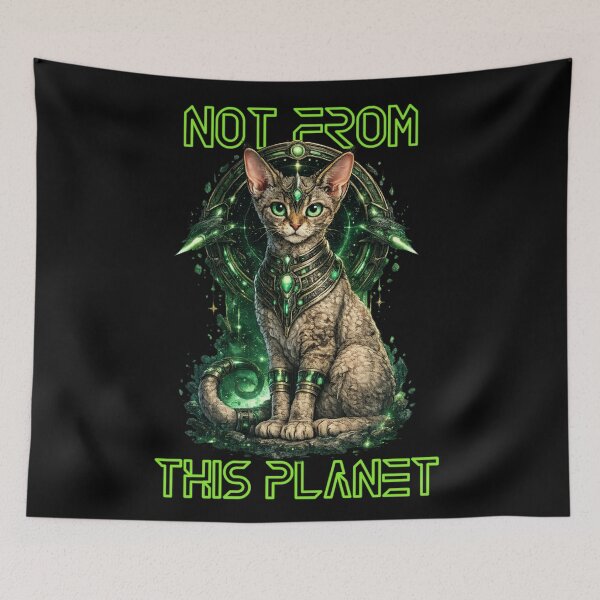 Item preview, Not From This Planet Alien Cat – Futuristic Sci-Fi Space Kitty Neon Green T-Shirt Design designed and sold by AvalonTshirts.