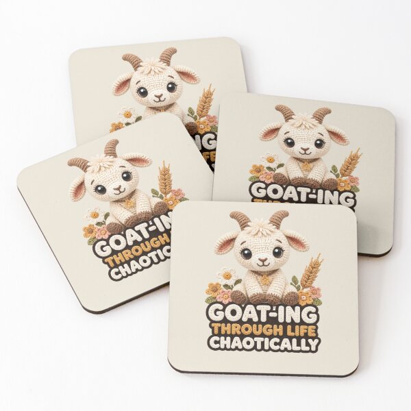 Item preview, Goat-ing Through Life Chaotically Cute Crochet Goat Farm Gift designed and sold by Panom Suavichien.