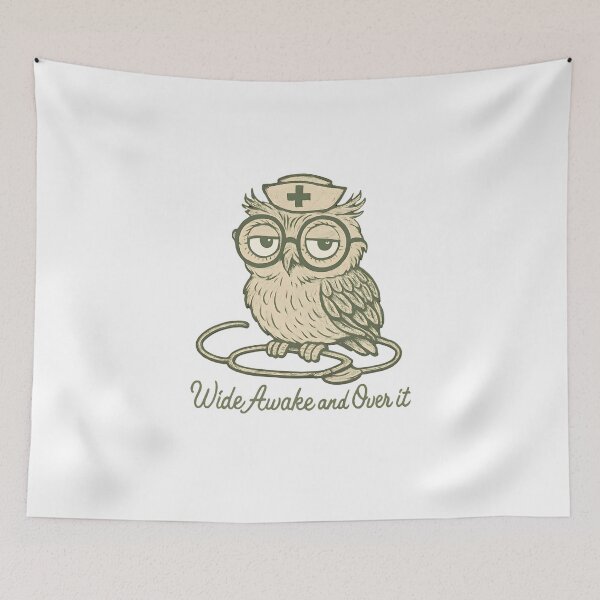 Item preview, Wide Awake and Over It Owl Shirt, Funny Owl Nurse T-Shirt, Cute Night Shift Nurse Gift, Tired Nurse Animal Tee designed and sold by TshirtsLabs.