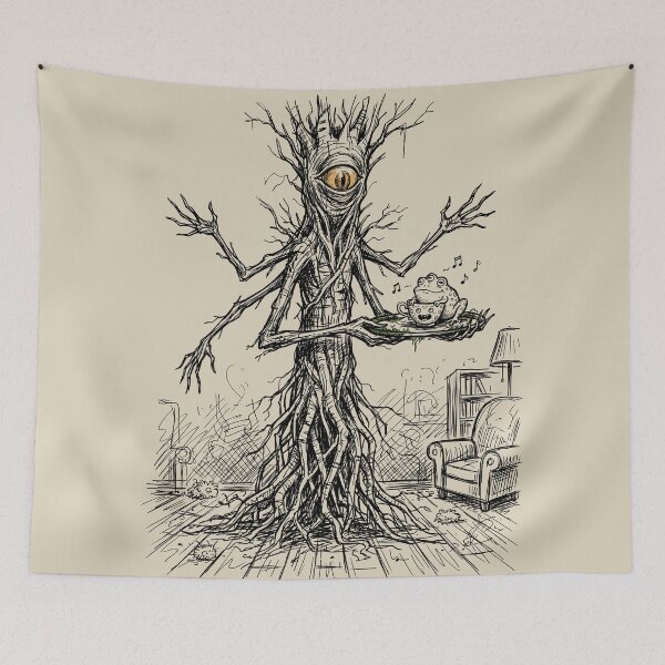 Item preview, Gnarled Root Butler with Spindle-Legged Tea Tray - Haunted House designed and sold by bapupa.