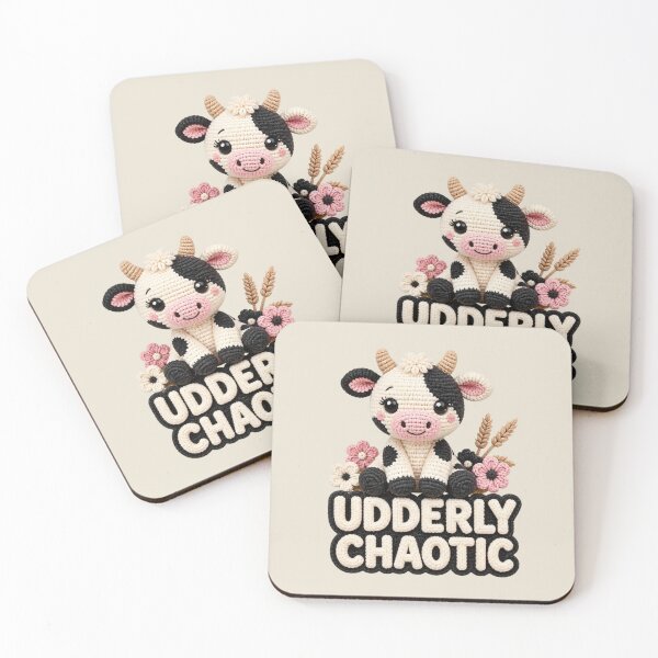 Item preview, Udderly Chaotic Cute Crochet Cow Funny Farm Animal Pun Gift designed and sold by Panom Suavichien.
