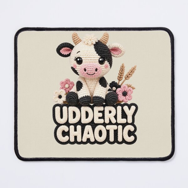 Item preview, Udderly Chaotic Cute Crochet Cow Funny Farm Animal Pun Gift designed and sold by Panom Suavichien.