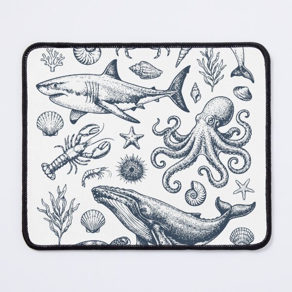 Item preview, Vintage Marine Life Illustration – Ocean Animals Coastal Nautical Graphic Tee designed and sold by Golden Blaze Studio.