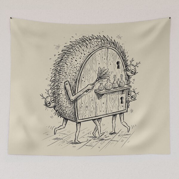 Item preview, Spindle-Armed Hedgehog Cabinet - Haunted House designed and sold by bapupa.