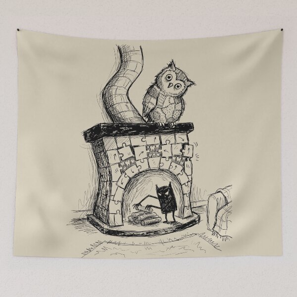 Item preview, Watchful Patchwork Owl - Haunted House designed and sold by bapupa.