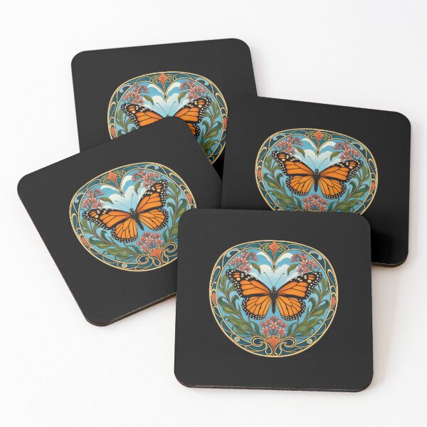 Item preview, Monarch Butterfly Art Nouveau Floral Design designed and sold by AntiqueImages.
