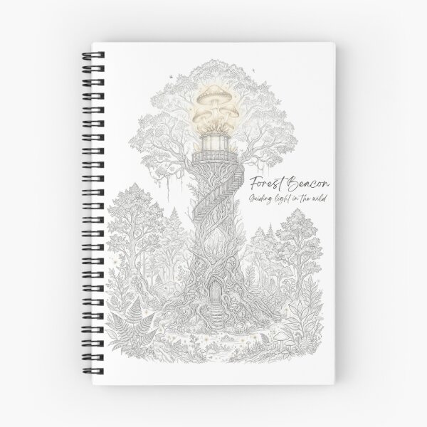 Item preview, Forest Beacon Fairy Tale Art Print – Magical Treehouse Line Art Poster designed and sold by Nakrisa.