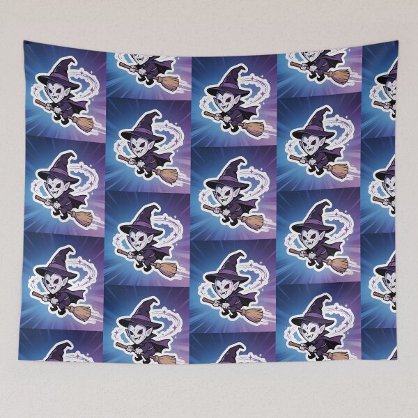 Item preview, Cute Vampire Flying on Witch Broom Halloween Sticker designed and sold by OksArtStudio.