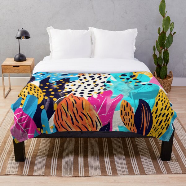 Item preview, Hojas tropicales vibrantes con manchas de leopardo. designed and sold by Soft Oddity.