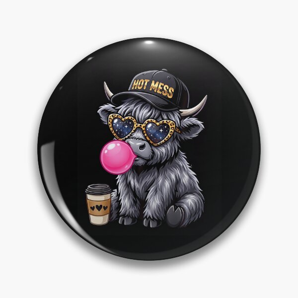 Item preview, Hot Mess Highland Cow Blowing Bubblegum Cute Coffee Lover designed and sold by Apparel-Vortex.