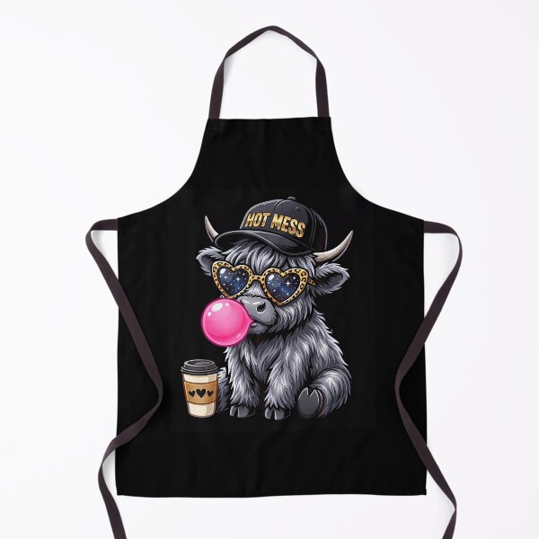Item preview, Hot Mess Highland Cow Blowing Bubblegum Cute Coffee Lover designed and sold by Apparel-Vortex.