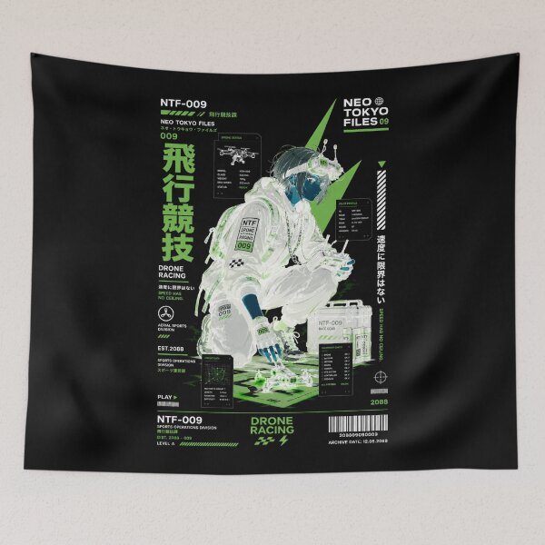 Item preview, Neo Tokyo Files 009 Negative – Drone Racing | Cyberpunk FPV Anime Techwear designed and sold by Noro Art .