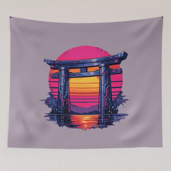 Item preview, Retrowave Cyberpunk Torii Gate designed and sold by KungPowUnicorn.