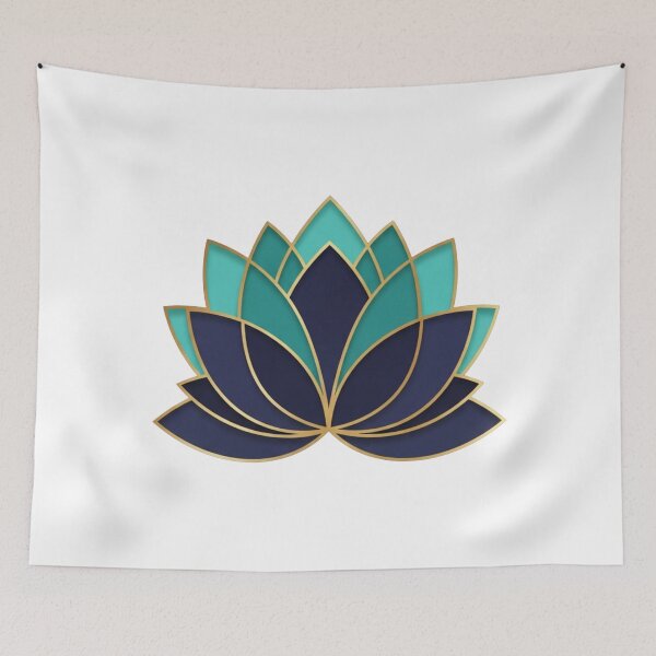 Item preview, Elegant Gold Teal Lotus - Sacred Geometry Vector Art designed and sold by Dzblack.