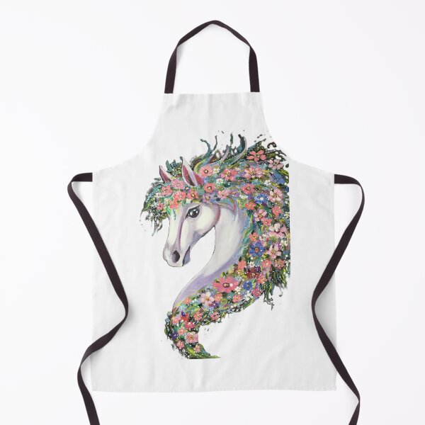 Item preview, White Horse with Flowers, Colorful Unicorn White Horse, White Horse Head with Flower Mane – Elegant Horse Art with Delicate Blossoms designed and sold by OlZik-StudioArt.