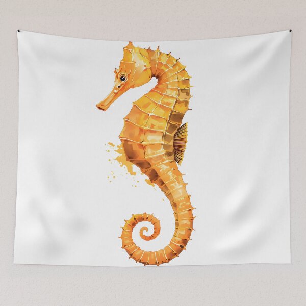 Item preview, Golden Seahorse Watercolor Painting designed and sold by RawNaturePrints.