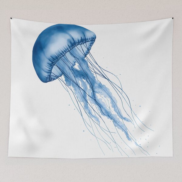 Item preview, Blue Jellyfish Watercolor Painting designed and sold by RawNaturePrints.