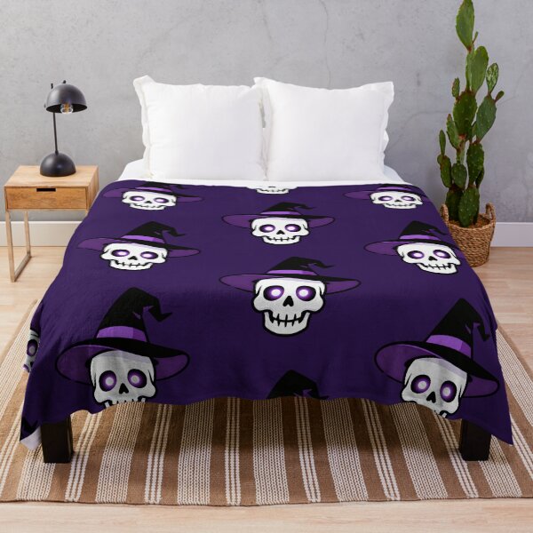 Item preview, Witch Skull Halloween Sticker with Glowing Purple Eyes designed and sold by OksArtStudio.