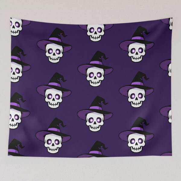 Item preview, Witch Skull Halloween Sticker with Glowing Purple Eyes designed and sold by OksArtStudio.