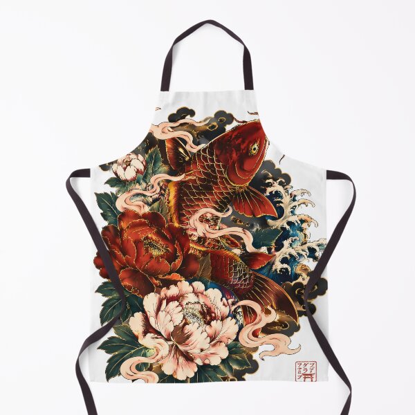 Item preview, Crimson Koi Fish Art – Japanese Peony Floral Ukiyo-e Style Illustration designed and sold by kaxymax.