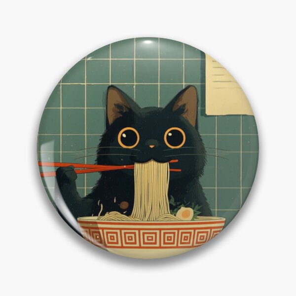 Item preview, Black Cat Eating Ramen - Cute Japanese Noodle Shop Art designed and sold by Benevoleantrr.