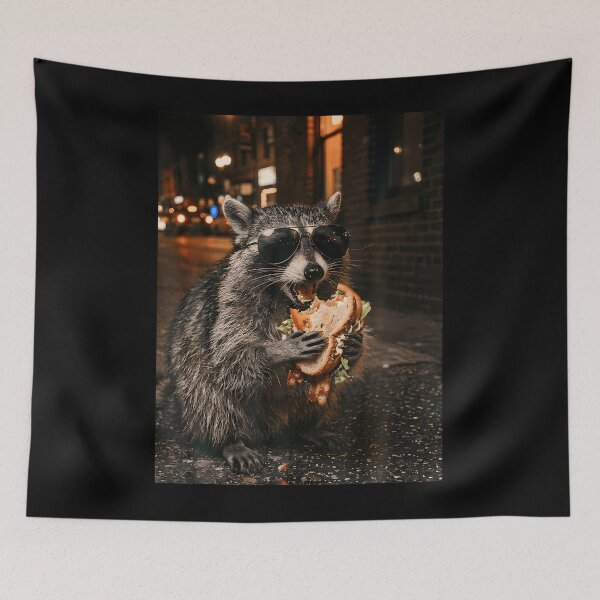 Item preview, Funny Raccoon Meme Eating Blt Sandwich designed and sold by Apparel-Vortex.