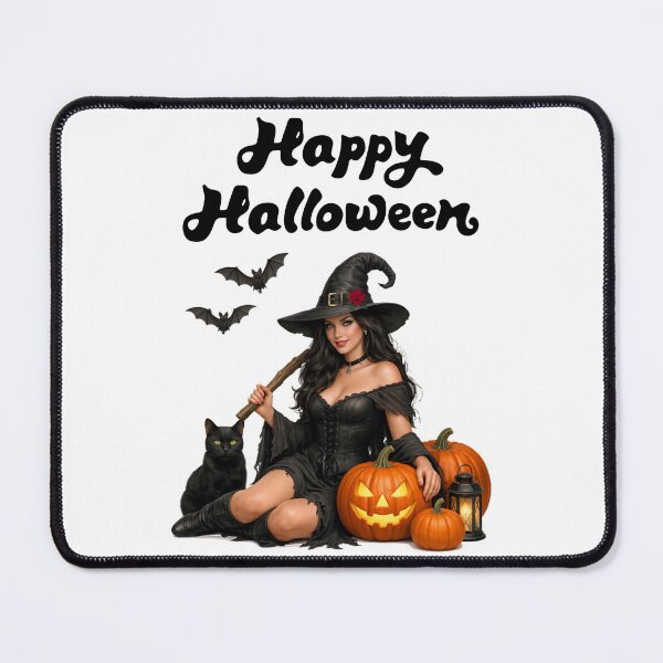 Item preview, Gothic Halloween Witch Illustration with Black Cat and Pumpkins designed and sold by DeliaDesignsCo.
