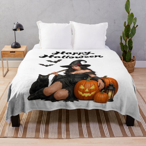 Item preview, Gothic Halloween Witch Illustration with Black Cat and Pumpkins designed and sold by DeliaDesignsCo.