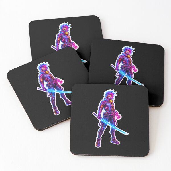 Item preview, Neon Cyber Samurai Warrior Synthwave Gaming Art Sticker designed and sold by ExploreAura Studio.